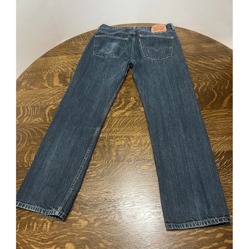 Levi's 505 Jeans Mens 33x30 Dark Wash Faded Straight Leg Denim - Picture 3 of 8